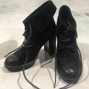Black suede platform boots